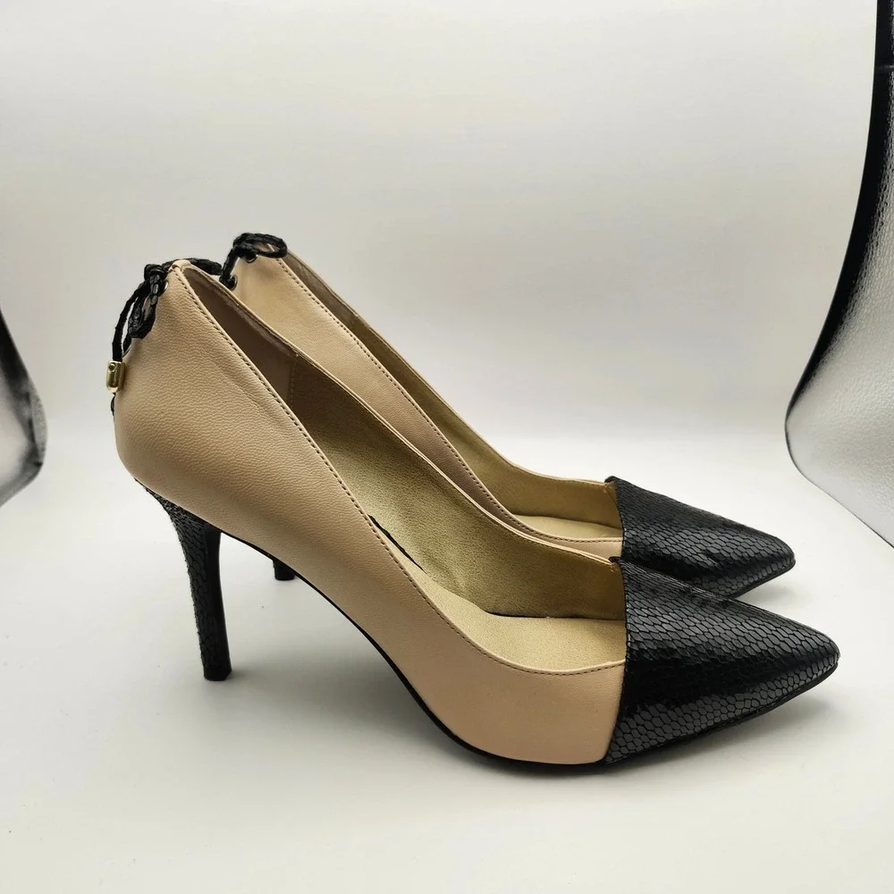 Levity Women's Beige Black Snake Print Stiletto Heel‎ Pumps Shoes Size 11M